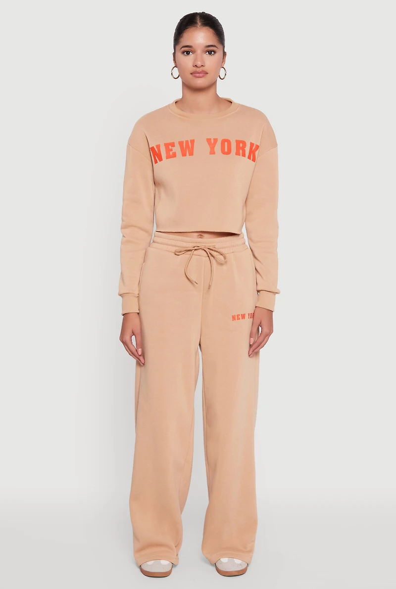 Womens New York Graphic Cropped Sweatshirt,