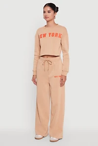 Womens New York Graphic Cropped Sweatshirt, S