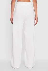 Womens New York Graphic Drawstring Waist Wide Leg Sweatpants, White, Size M