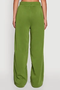 Womens New York Graphic Drawstring Waist Wide Leg Sweatpants, Green,