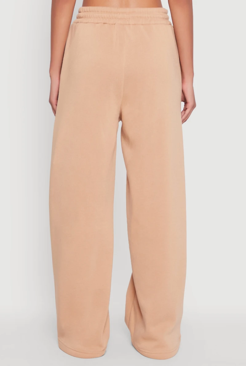Womens New York Graphic Drawstring Waist Wide Leg Sweatpants,