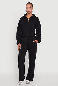 Womens Elastic Waist Wide Leg Sweatpants, M