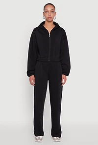 Womens Elastic Waist Wide Leg Sweatpants, M