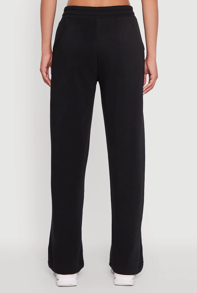 Womens Elastic Waist Wide Leg Sweatpants, M