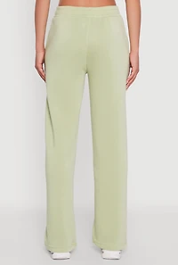 Womens Elastic Waist Wide Leg Sweatpants, Green, Size S