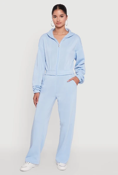 Womens Elastic Waist Wide Leg Sweatpants, L