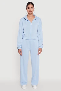 Womens Elastic Waist Wide Leg Sweatpants, L