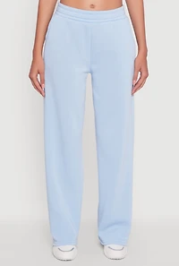 Womens Elastic Waist Wide Leg Sweatpants, Blue, Size M