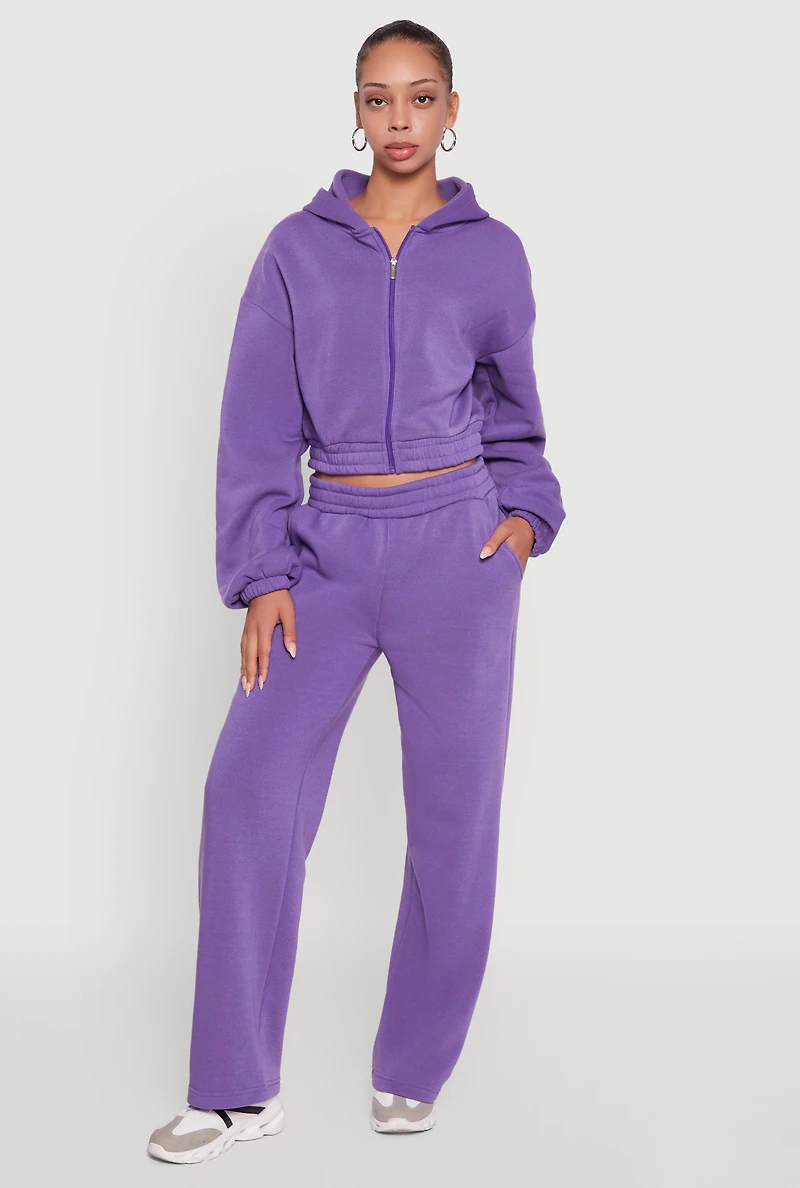 Elastic Waist Wide Leg Sweatpants