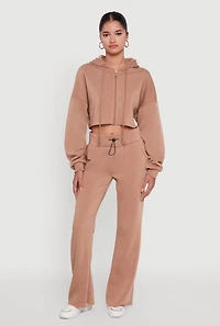 Womens Long Sleeve Zip Front Cropped Hoodie,