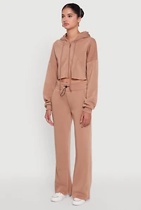 Womens Long Sleeve Zip Front Cropped Hoodie,