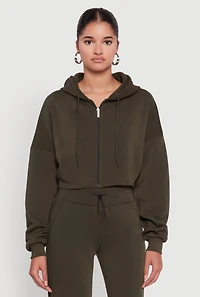 Long Sleeve Zip Front Cropped Hoodie