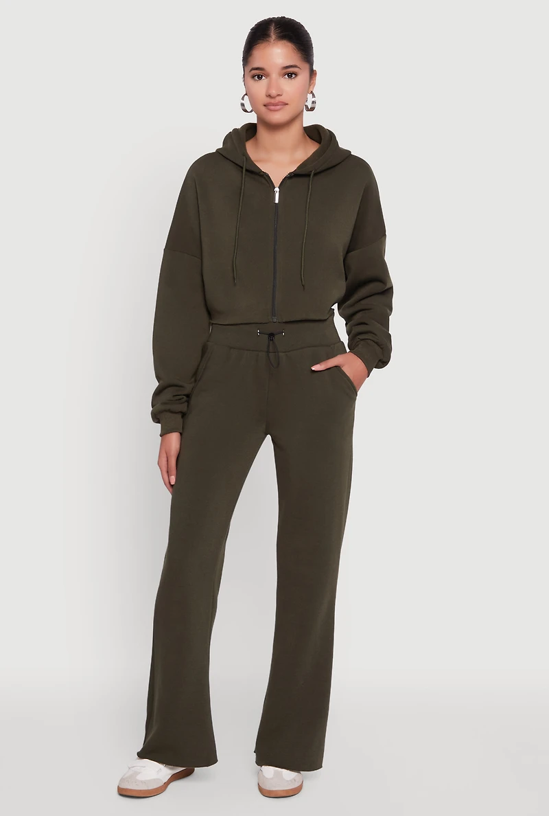 Long Sleeve Zip Front Cropped Hoodie