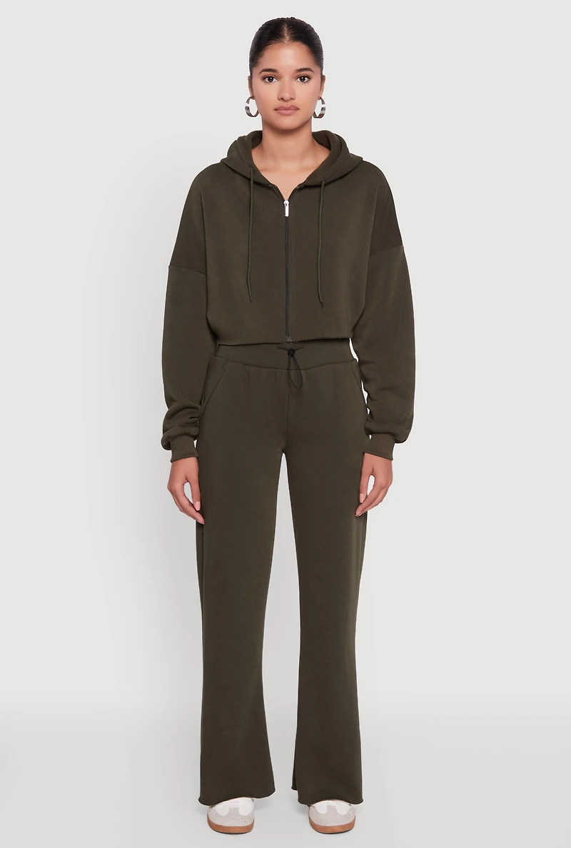 Long Sleeve Zip Front Cropped Hoodie