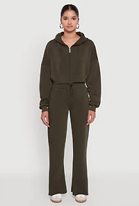 Long Sleeve Zip Front Cropped Hoodie