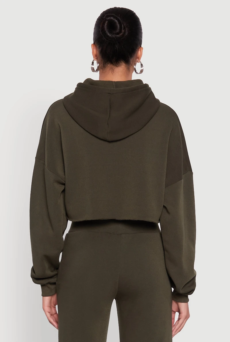 Long Sleeve Zip Front Cropped Hoodie