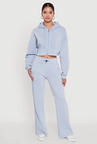 Womens Long Sleeve Zip Front Cropped Hoodie,