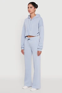 Womens Long Sleeve Zip Front Cropped Hoodie,