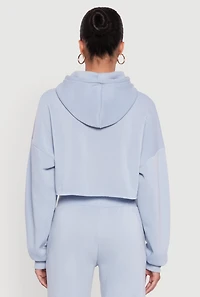 Womens Long Sleeve Zip Front Cropped Hoodie,