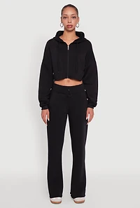 Womens Toggle Drawstring Waist Flare Sweatpants, Black, Size L