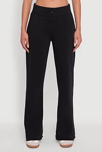 Womens Toggle Drawstring Waist Flare Sweatpants, Black, Size L