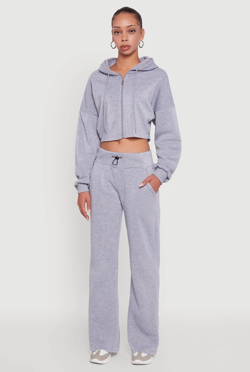 Toggle Drawstring Waist Flare Sweatpants