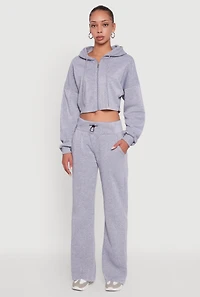 Toggle Drawstring Waist Flare Sweatpants