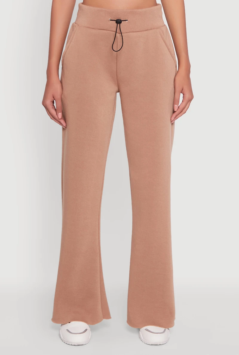 Womens Toggle Drawstring Waist Flare Sweatpants, Brown, Size M