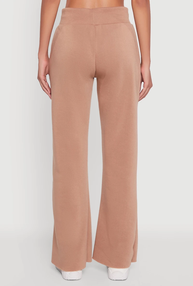 Womens Toggle Drawstring Waist Flare Sweatpants, Brown, Size M