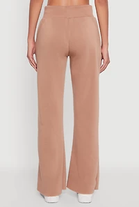 Womens Toggle Drawstring Waist Flare Sweatpants, Brown, Size M