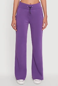 Womens Toggle Drawstring Waist Flare Sweatpants, Purple,