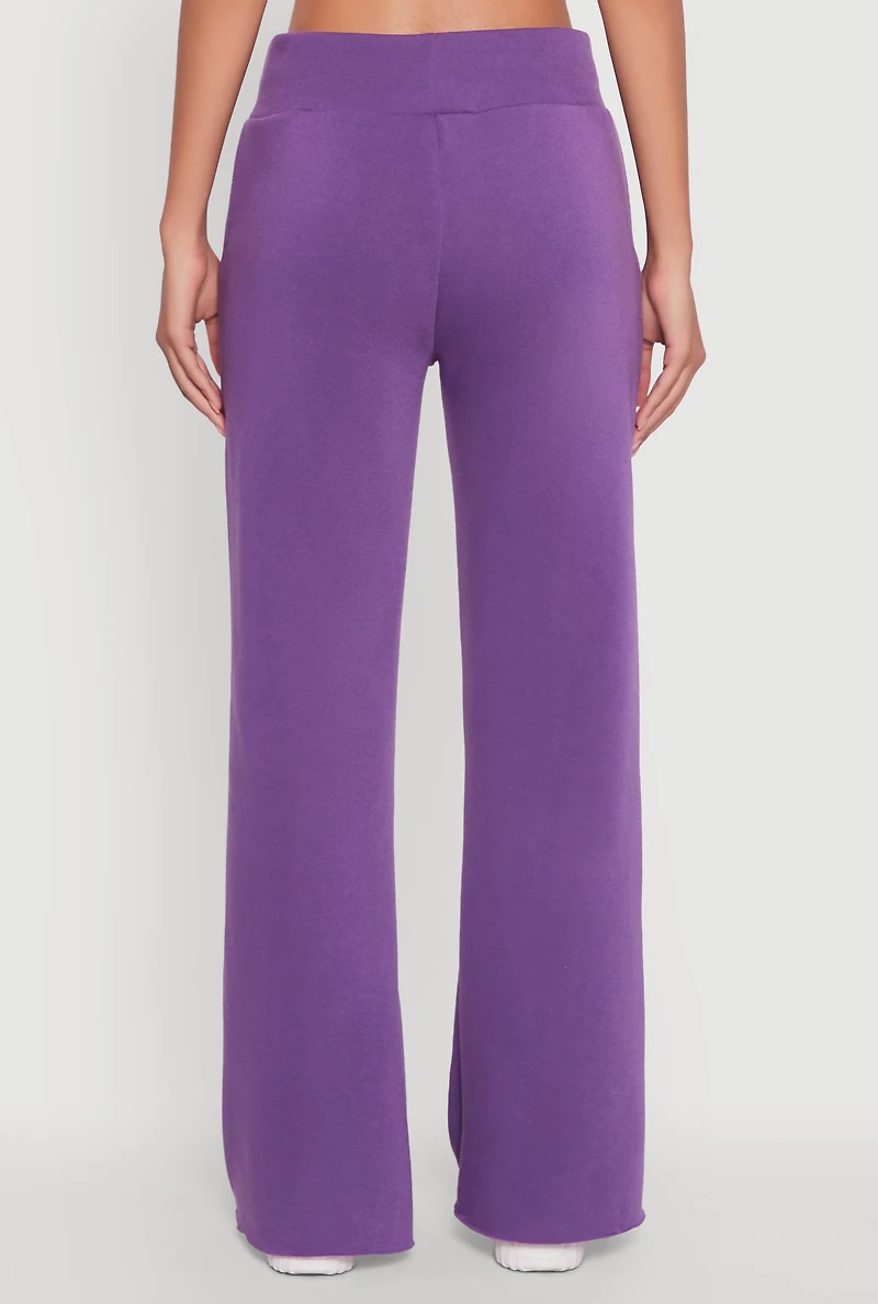 Womens Toggle Drawstring Waist Flare Sweatpants, Purple,