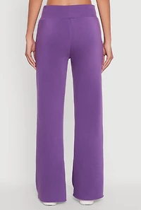 Womens Toggle Drawstring Waist Flare Sweatpants, Purple,