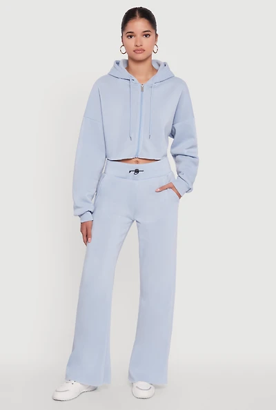 Womens Toggle Drawstring Waist Flare Sweatpants,