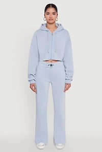 Womens Toggle Drawstring Waist Flare Sweatpants,