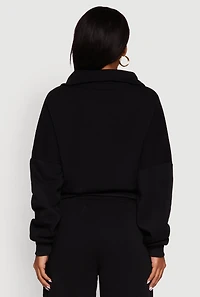 Womens Cargo Pocket Fleece Half Zip Pullover Sweatshirt,