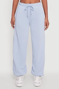 Womens Fleece Lined Oversized High Waisted Joggers, Blue, Size M