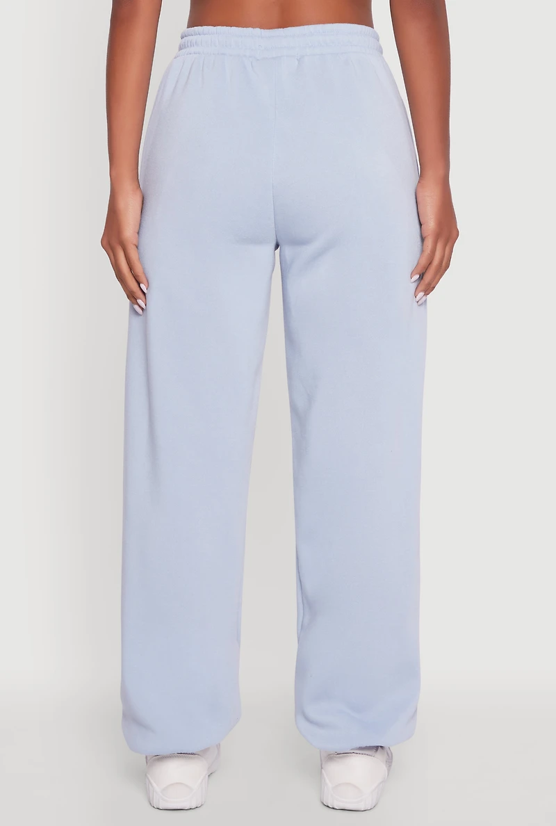 Womens Fleece Lined Oversized High Waisted Joggers,