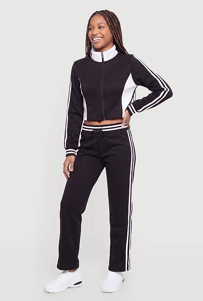 Fleece Varsity Stripe Detail Sweatpants