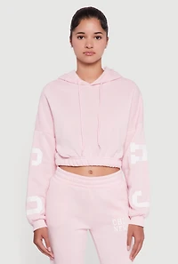 Chicago New York Cropped Pullover Hoodie