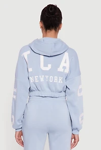 Chicago New York Cropped Pullover Hoodie