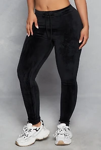 High Waisted Velour Drawstring Pants