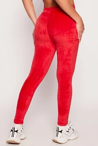 Womens High Waisted Velour Drawstring Pants, Red, Size L