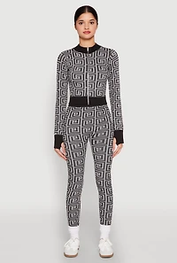 Greek Key Color Block Print Leggings