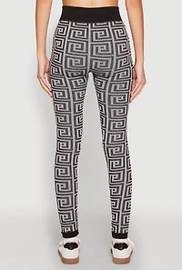 Greek Key Color Block Print Leggings
