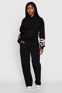 Bow Graphic Drawstring Waist Sweatpants