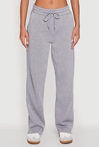 Womens Bow Graphic Drawstring Waist Sweatpants, Grey, Size L