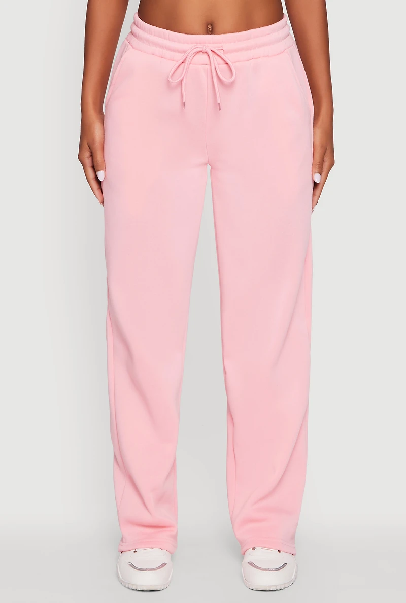 Womens Bow Graphic Drawstring Waist Sweatpants, Pink, Size XL