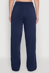 Womens Fleece Lined Drawstring Waist Wide Leg Pants, Blue, Size XL