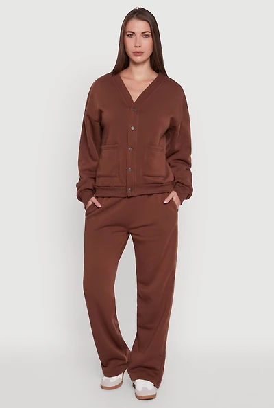 Womens Fleece Lined Drawstring Waist Wide Leg Pants,